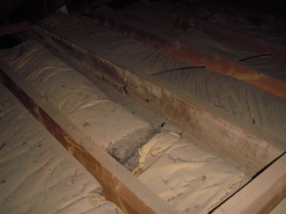 There is very little insulation in this Chatham house attic. This will be reflected on the buyers� heating bills. It might qualify for rebates for upgrades.